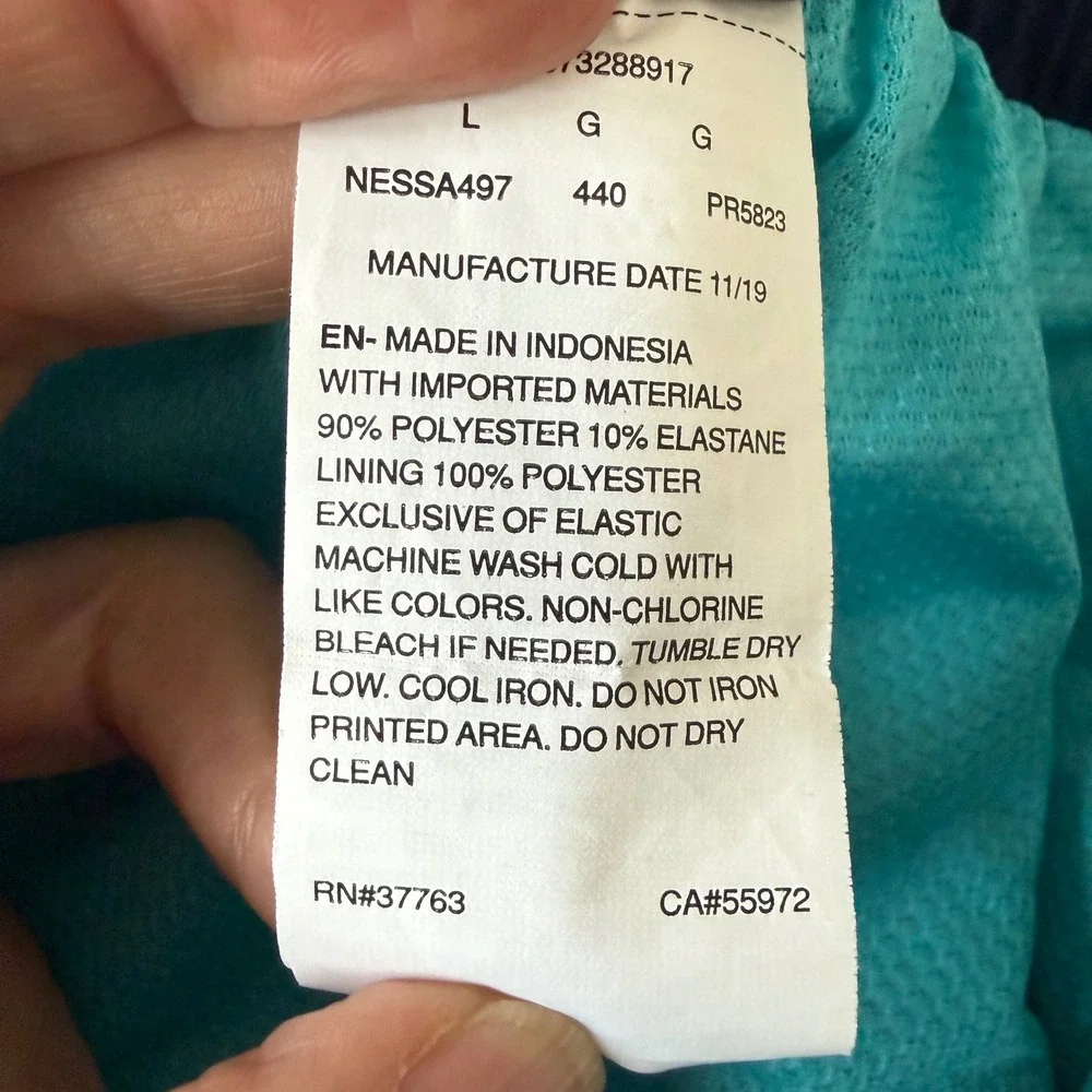 Nike Swim Trunks Mens Large Blue Teal Abstract Stripe Board Shorts Beach Tropics